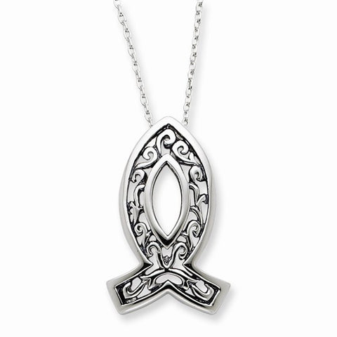 Sterling Silver Antiqued Faith Necklace
