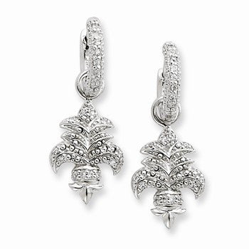 Sterling Silver CZ Fleur De Lis Earrings