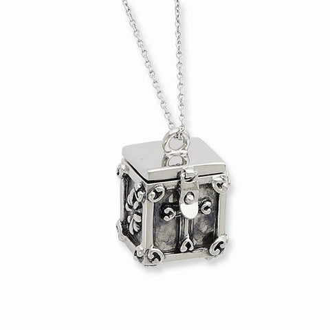 Sterling Silver Antiqued Blessing Box Necklace