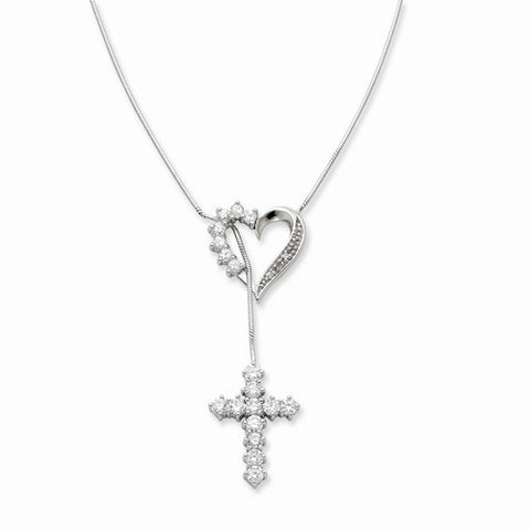 Sterling Silver CZ Faith and Mercy Lariat Necklace