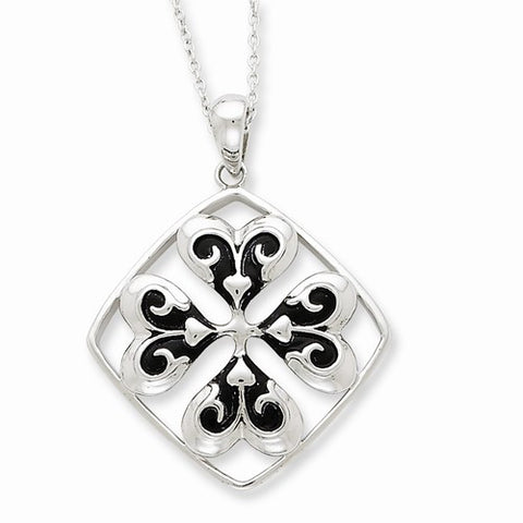 Sterling Silver Antiqued Wishing You Luck Necklace