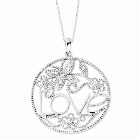 Sterling Silver CZ Family (A Gift Of Love) Butterfly Necklace