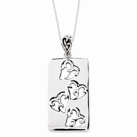 Sterling Silver Antiqued Girlfriends Four Hearts Necklace