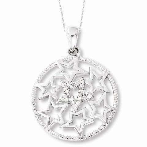 Sterling Silver CZ Wish Upon A Star Star Necklace