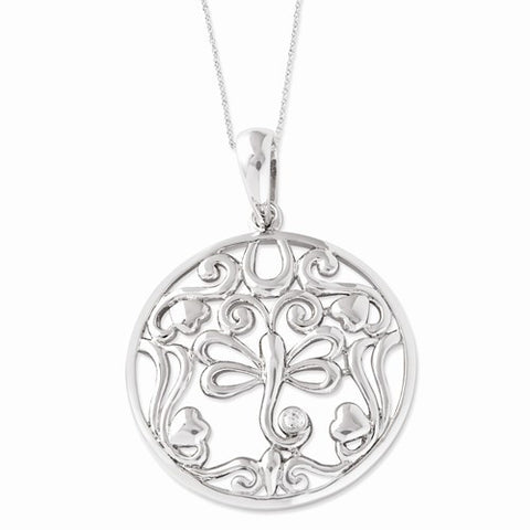 Sterling Silver CZ Lovebug Butterfly Necklace