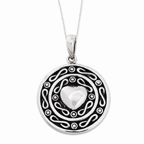 Sterling Silver Antiqued Love Of A Lifetime Heart Necklace