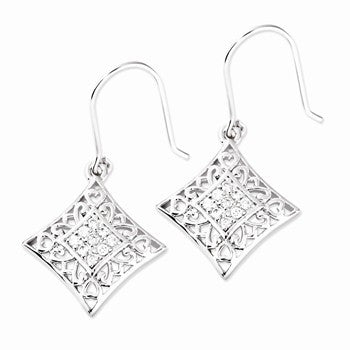 Sterling Silver CZ I Love You All Year Long Earrings