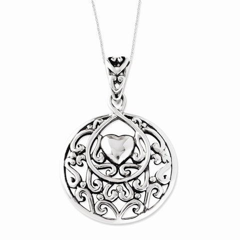 Sterling Silver Antiqued I Choose You Pendant Heart Necklace