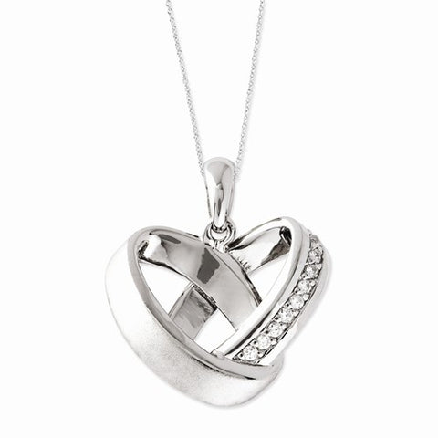 Sterling Silver CZ Happy Ever After Wedding Bands Necklace