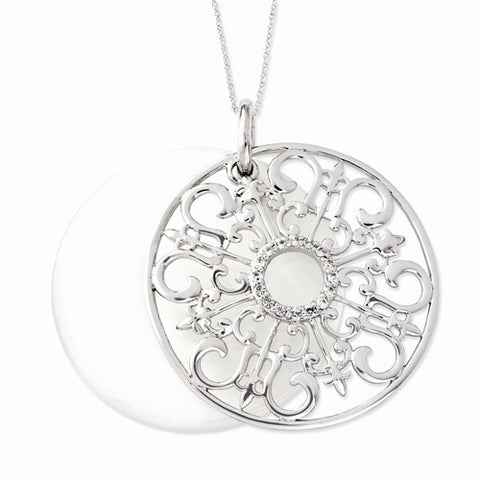 Sterling Silver CZ & Simulated Cat'S Eye Be A Blessing Necklace