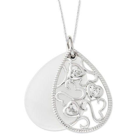 Sterling Silver CZ & Simulated Cat'S Eye Life Goes On Necklace