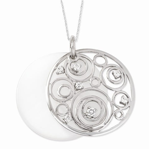 Sterling Silver CZ & Simulated Cat'S Eye Livespired Necklace