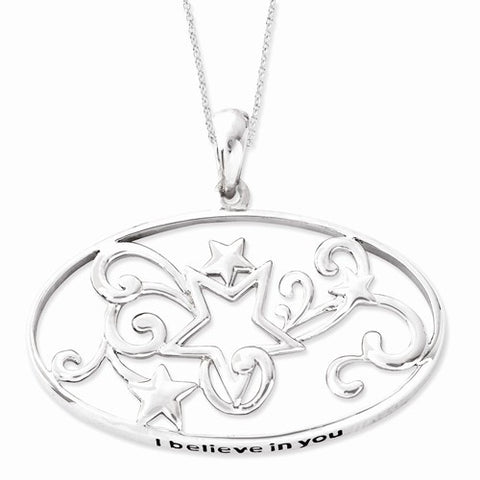 Sterling Silver Antiqued I Believe You Star Necklace