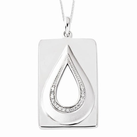 Sterling Silver CZ Antiqued He Will Wipe Away Our Tears Necklace