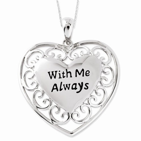 Sterling Silver Antiqued with Me Always Heart Necklace