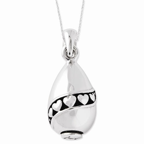 Sterling Silver Antiqued Tear Of Love Ash Holder Necklace