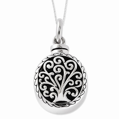 Sterling Silver Antiqued Tree Of Life Ash Holder Necklace