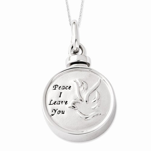 Sterling Silver Antiqued Peace I Leave You Ash Holder Necklace