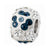 White & Grayish Blue Crystal Flower Charm Bead in Sterling Silver