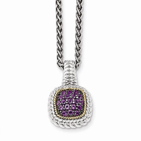 14K Yellow Gold and Silver and Black Rhodium Amethyst Necklace