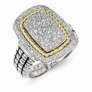 Sterling Silver w/14k Yellow Gold Yellow Gold Diamond Ring