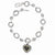 Sterling Silver with 14K Yellow Gold Black Diamond Heart Link Bracelet