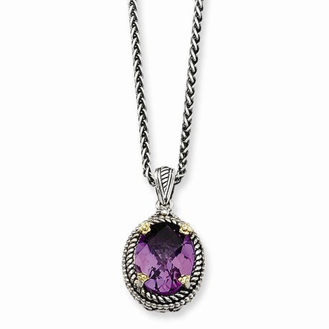 14K Yellow Gold Amethyst Necklace
