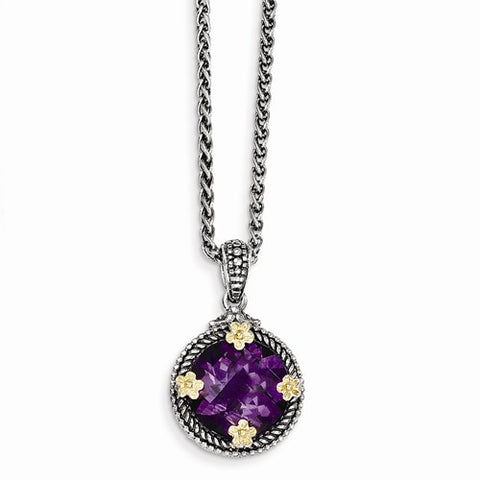 14K Yellow Gold Amethyst Necklace