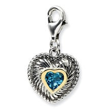 Amore La Vita Sterling Silver W/14k Gold Blue Topaz Antiqued Charm hide-image