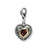 Garnet Antiqued Charm in Sterling Silver W/14k Gold