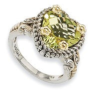 Sterling Silver w/14k Yellow Gold 5.24Lemon Quartz Ring