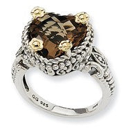 Sterling Silver w/14k Yellow Gold 5.24Smokey Quartz Ring
