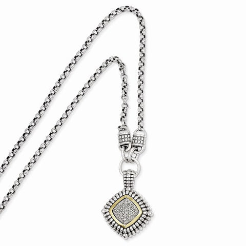 14K Yellow Gold and Silver Diamond Necklace