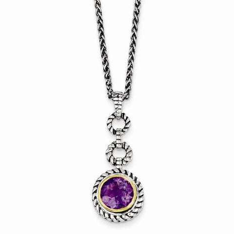 Sterling Silver Gold-Tone Flash Gp Amethyst Necklace