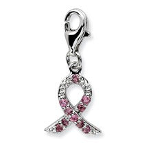 Amore La Vita Sterling Silver Awareness Pink Tourmaline Charm hide-image