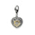 3-D Ant. Dia. Heart Charm in Sterling Silver W/14k Gold