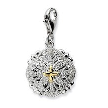 Amore La Vita Sterling Silver W/14k Gold 3-D Diamond Filigree Charm hide-image