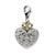 3-D Filigree Dia. Heart Charm in Sterling Silver W/14k Gold