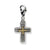 3-D Antiqued Cross Charm in Sterling Silver W/14k Gold