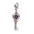 Amethyst Antiqued Key Charm in Sterling Silver W/14k Gold