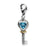 Blue Topaz Antique Key Charm in Sterling Silver W/14k Gold
