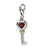 Garnet Antiqued Key Charm in Sterling Silver W/14k Gold