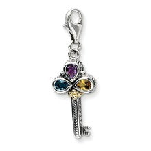 Amore La Vita Sterling Silver W/14KT AM BT CI Antiqued Key Charm hide-image