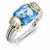 Sterling Silver w/14k Yellow Gold Swiss Blue Topaz & Diamond Ring