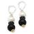 Sterling Silver w/14k Yellow Gold 9.5mm FW Cult Pearl 10.5mm Onyx Earrings