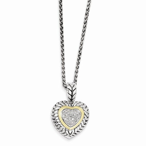 14K Yellow Gold Diamond Heart Necklace