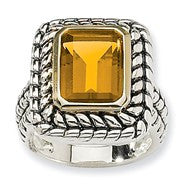 Sterling Silver w/14k Yellow Gold 6.50Citrine Ring