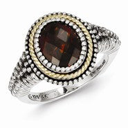 Sterling Silver w/14k Yellow Gold Garnet Ring