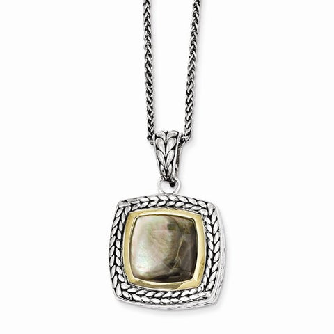 14K/Silver Two-Tone with Black Mother Of PearlNecklace