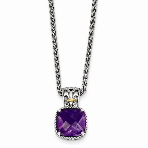 14K Yellow Gold Amethyst Necklace